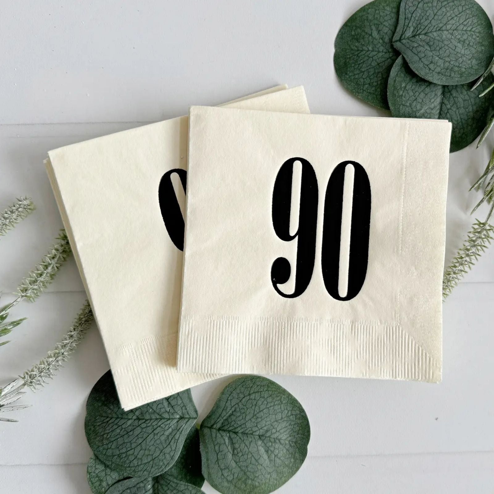 90 Cream & Black Napkins