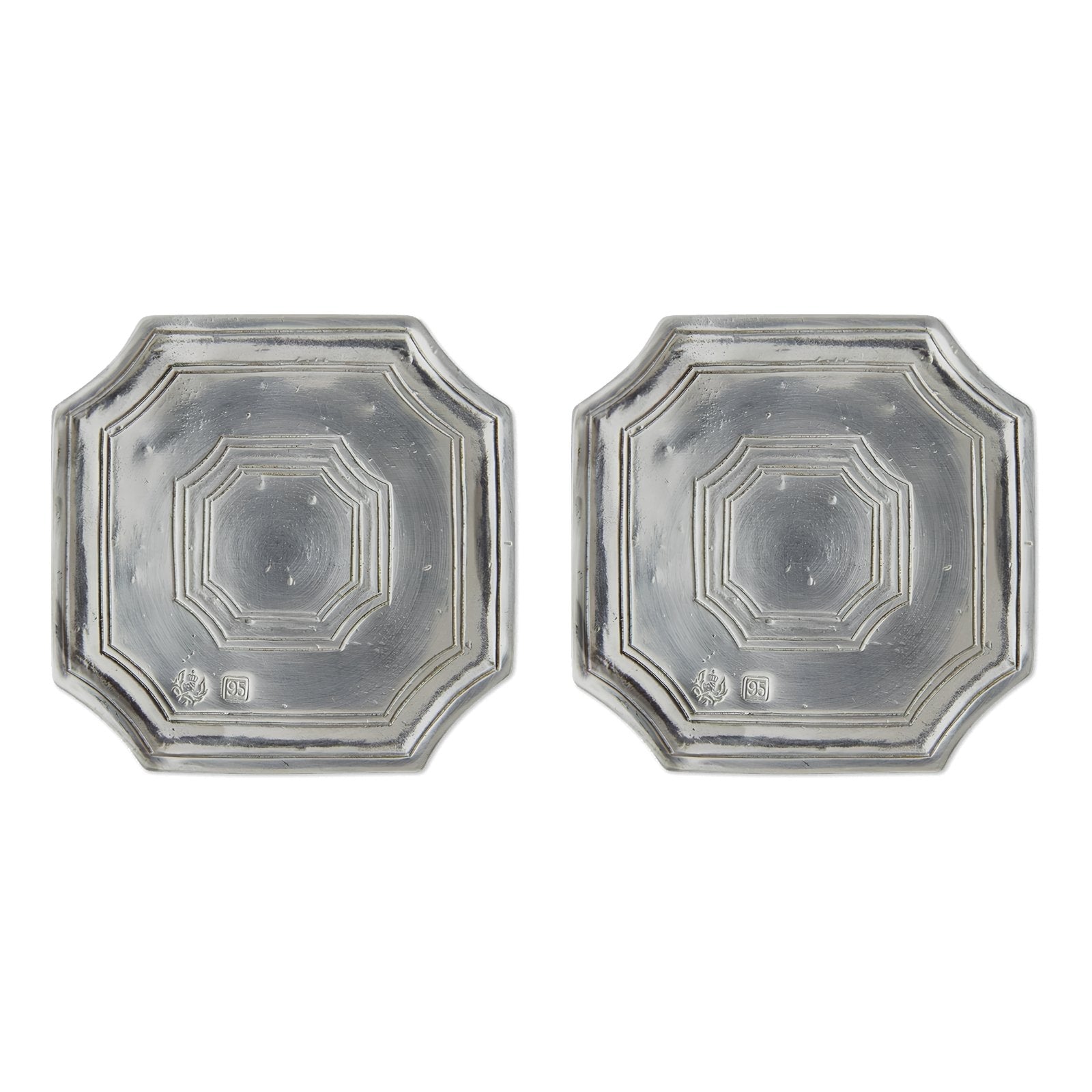 MATCH Pewter Pair of Octagonal Coasters
