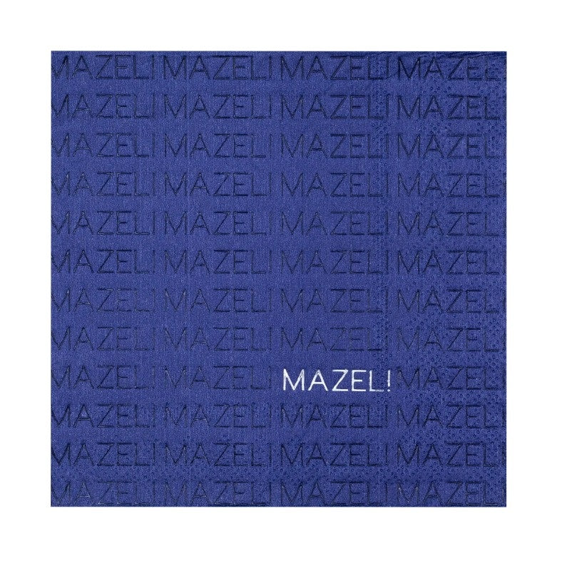Navy "Mazel" Cocktail Napkins - 20 Pk.