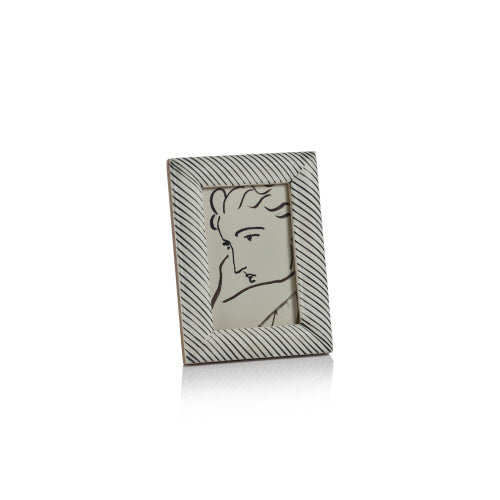 White Bone Frame w/Black Engraving 4x6