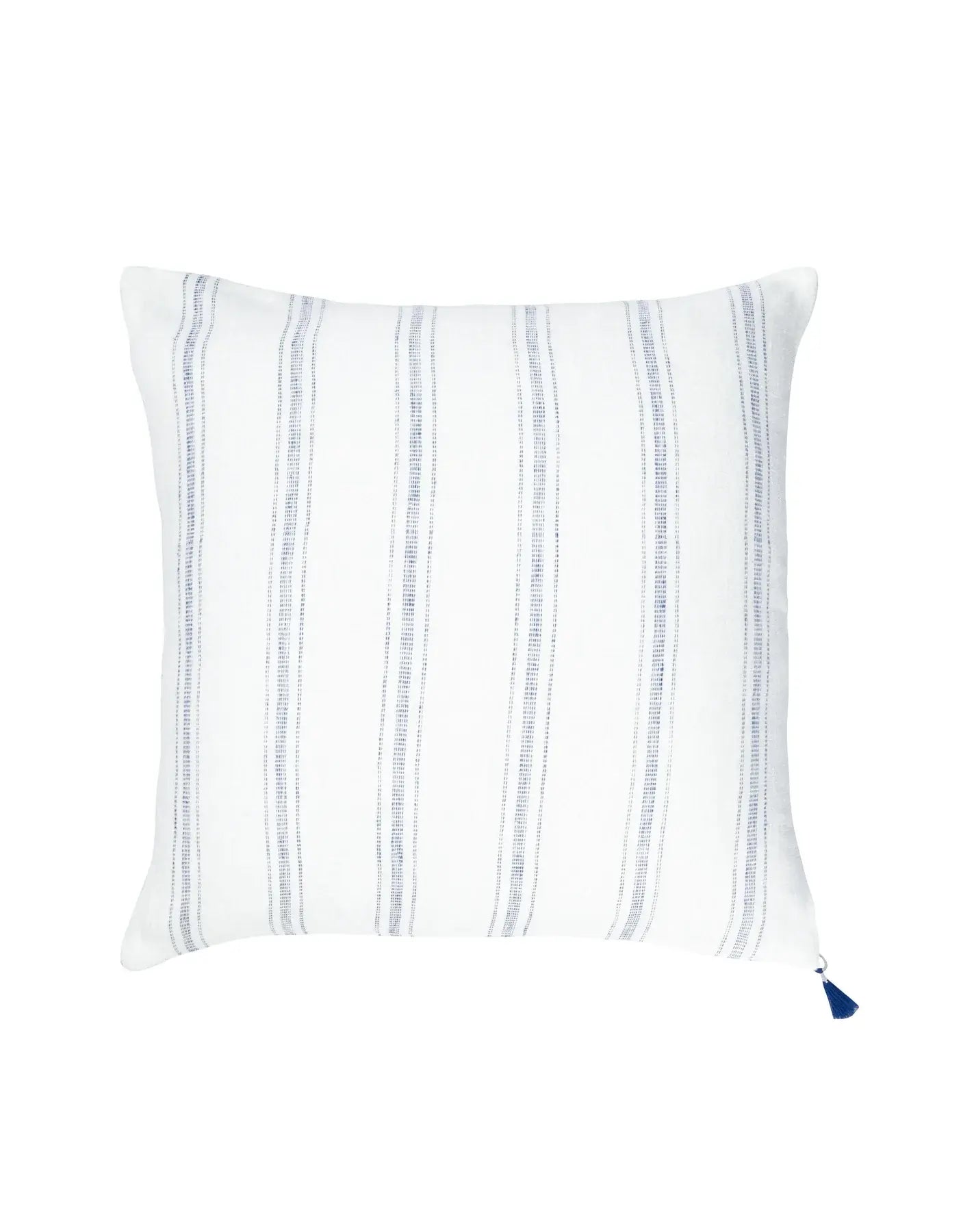 White w/ Blue Stripes 20x20 Down So Soft Linen Pillow