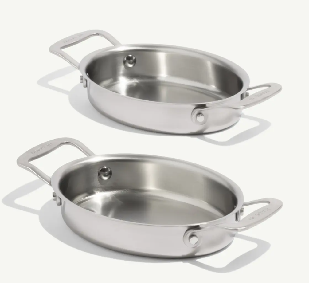 Set of 2, Gratins - Oval - Stainless Handles