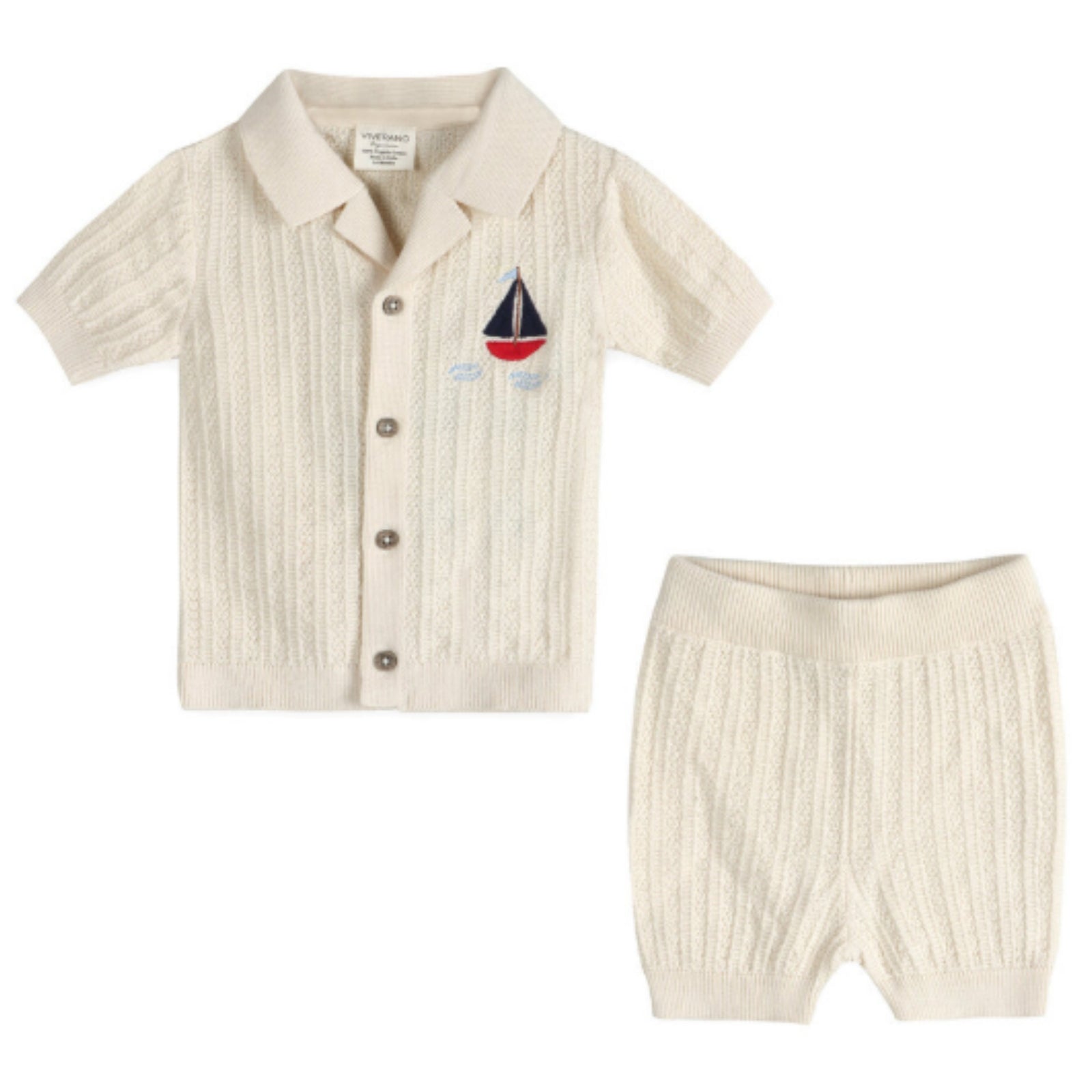 Sailboat Embroidered Shirt Shorts Set 3-6M