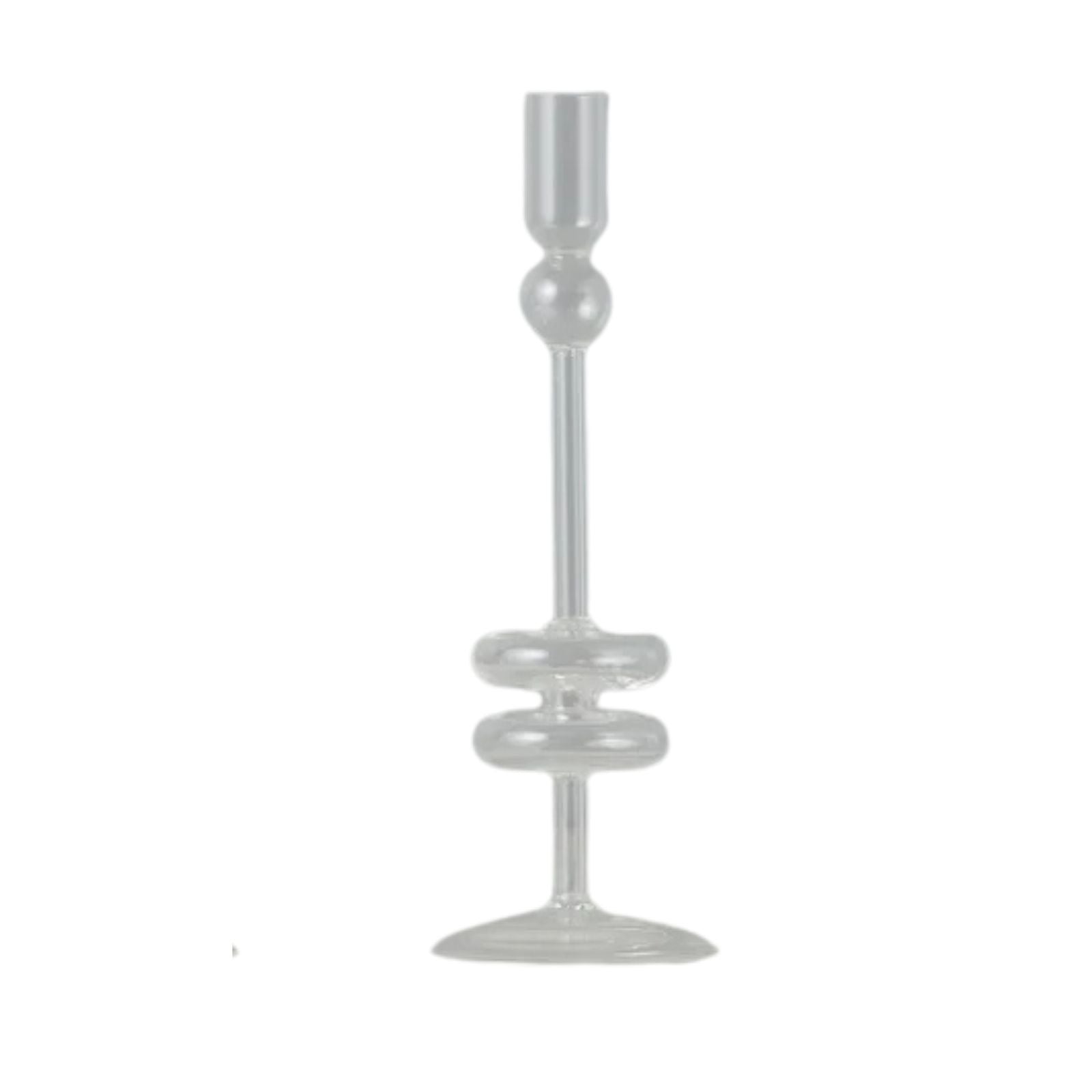 Clear Glass Candlestick, Medium
