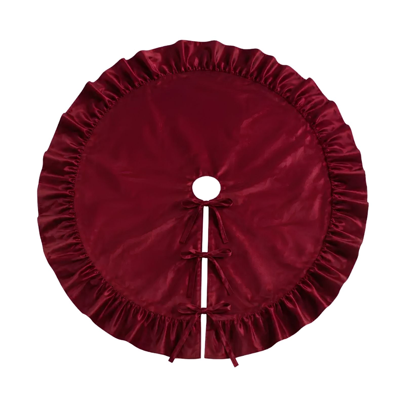 Deep Red Velvet Ruffle Tree Skirt