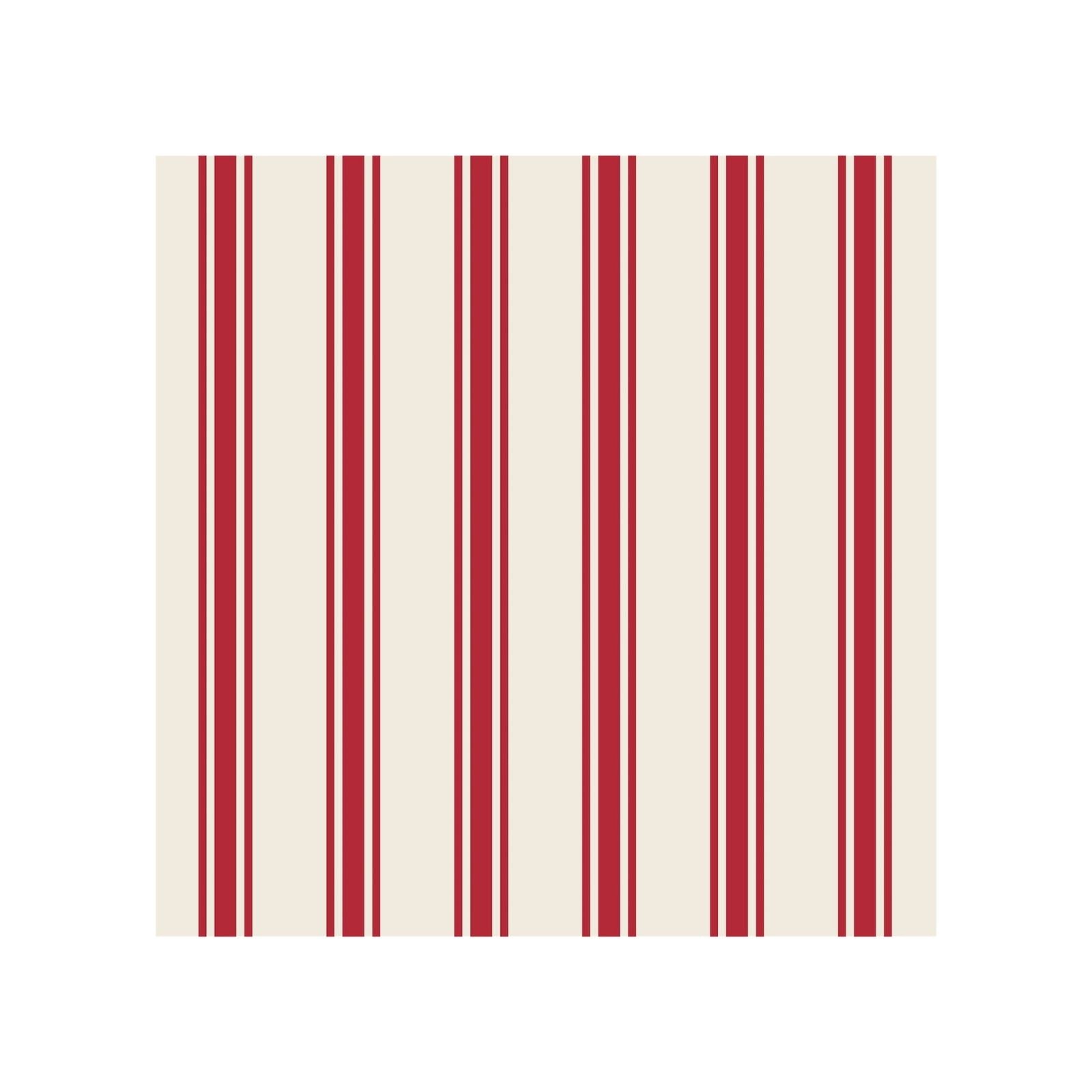 Red Linen Stripe Cocktail Napkin