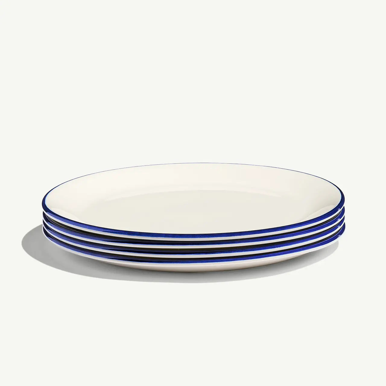 Set of 4 Dinner Plates, 10.5" - Navy Rim