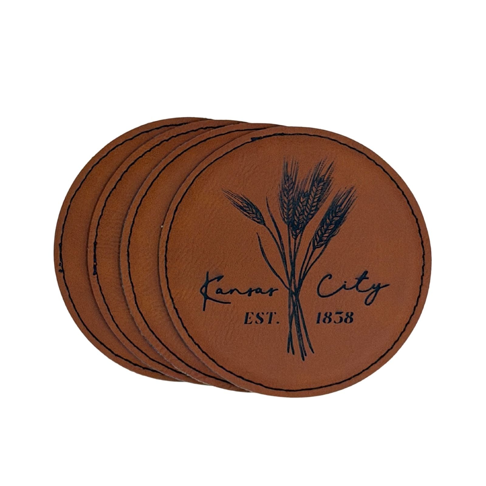 Kansas City Leather Coasters S/4