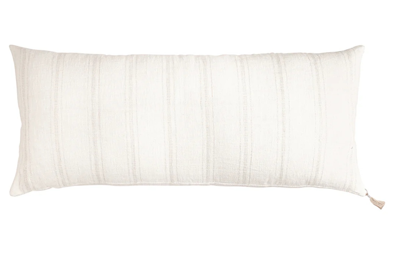 White w/ Beige Stripes 13x30 Down So Soft Linen Pillow