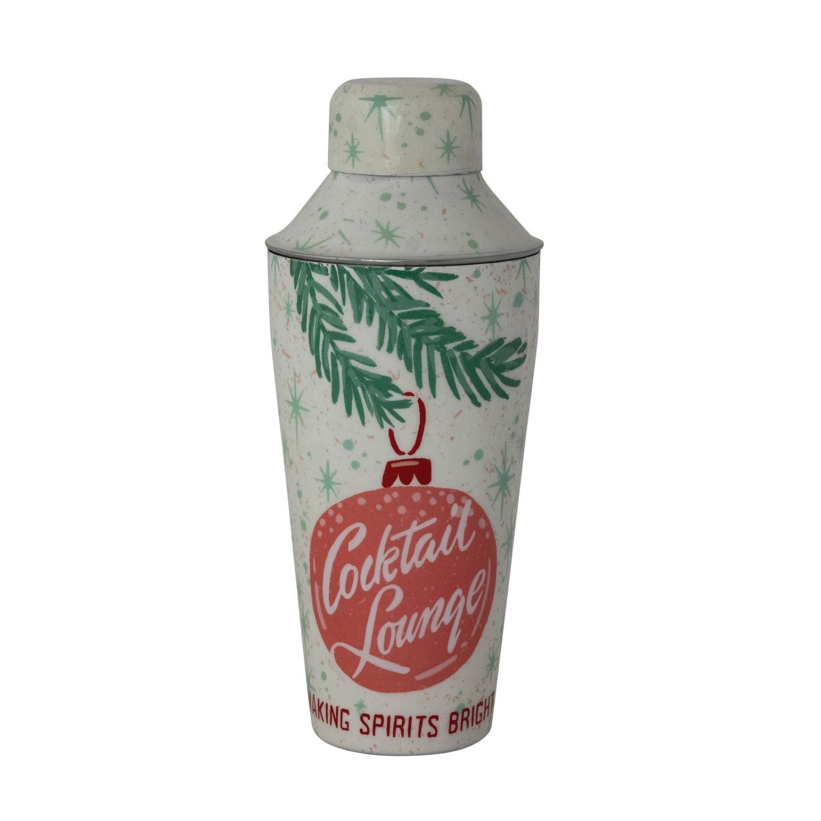 Cocktail Shaker with Pine Bough and Ornament