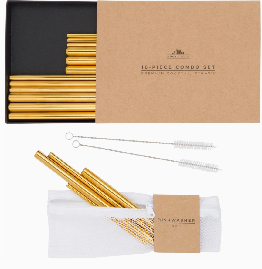 Gold Cocktail Straws - Combo 16pc