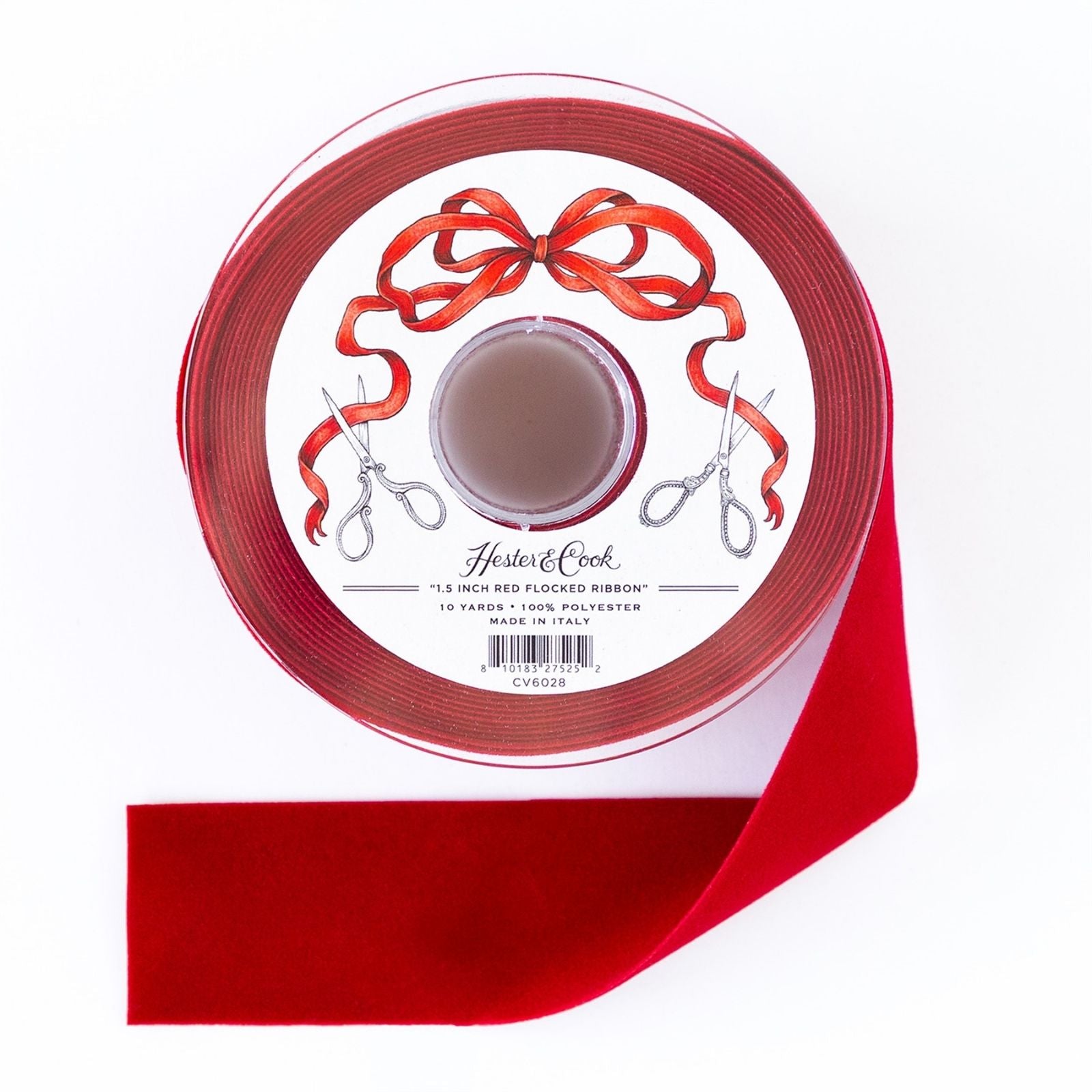 Red Flocked Ribbon 1.5"