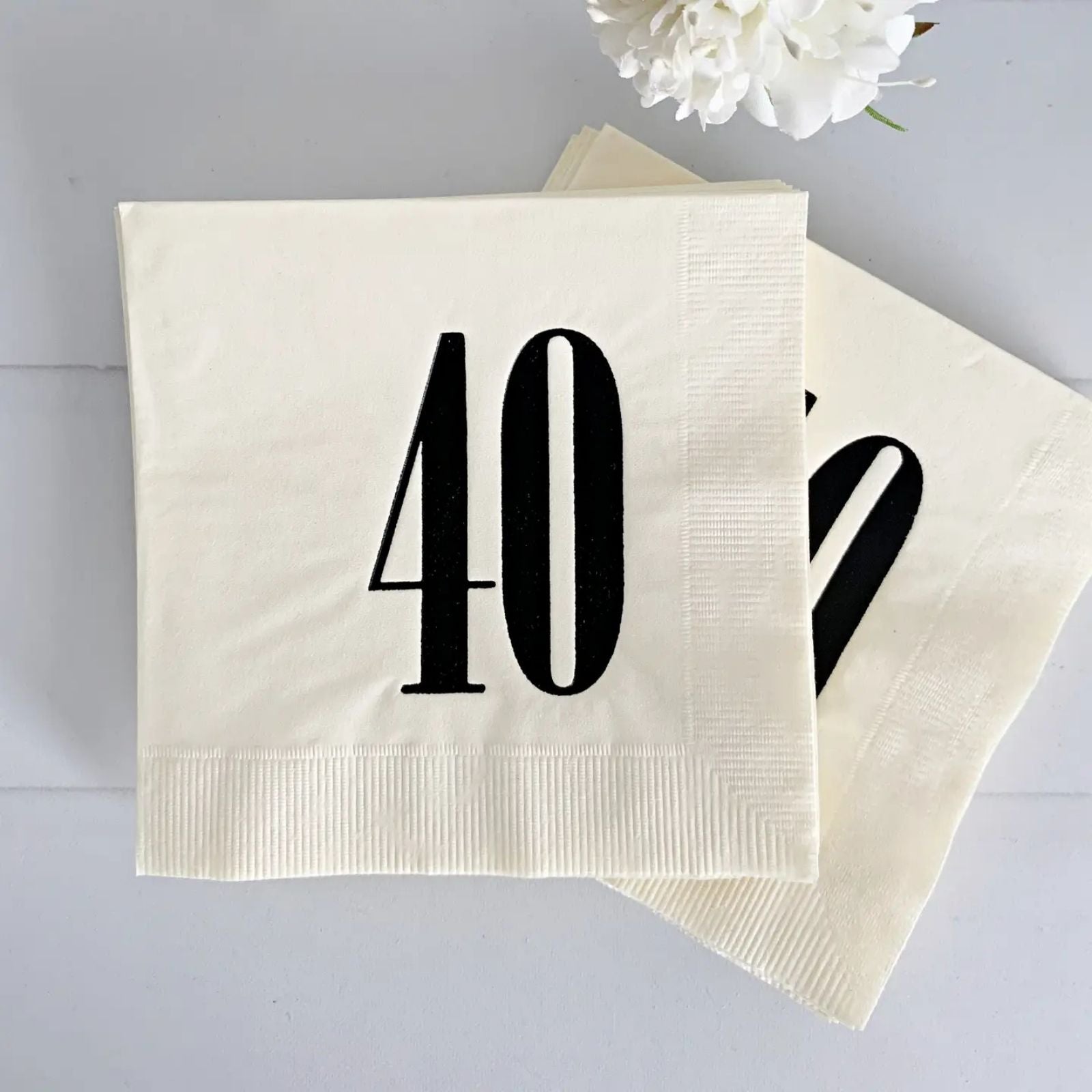 40 Cream & Black Napkins