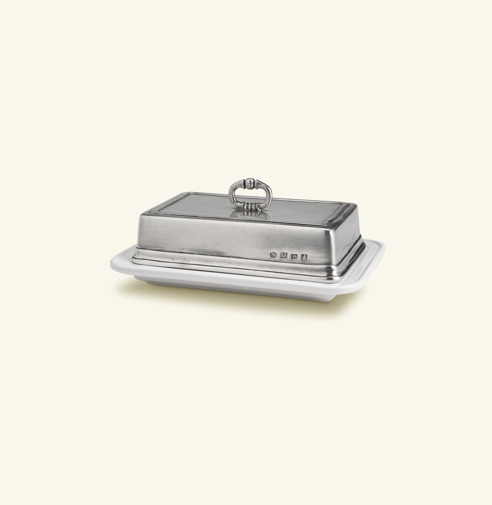 Convivio Double Butter Dish with Cover, White