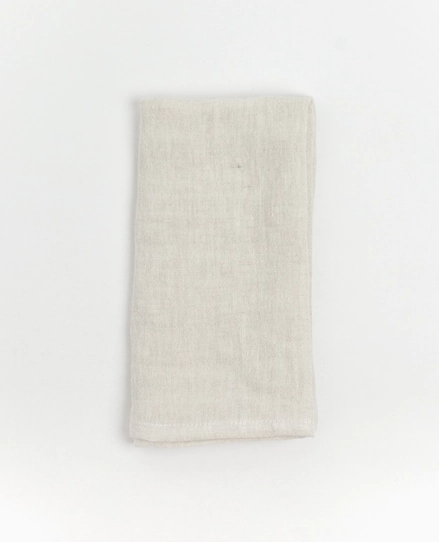 Stone Washed Linen Hemmed Dinner Napkin Natural Chambray