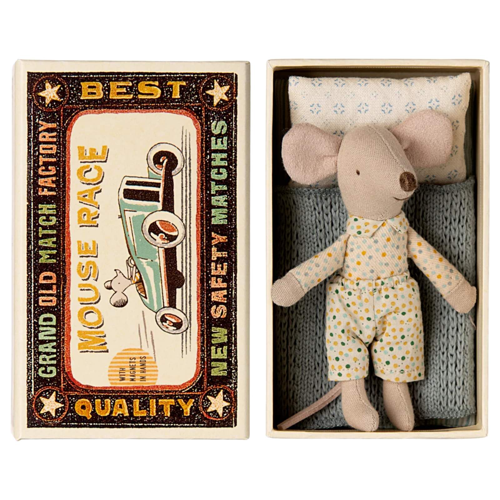 Little brother mouse in matchbox, yellow