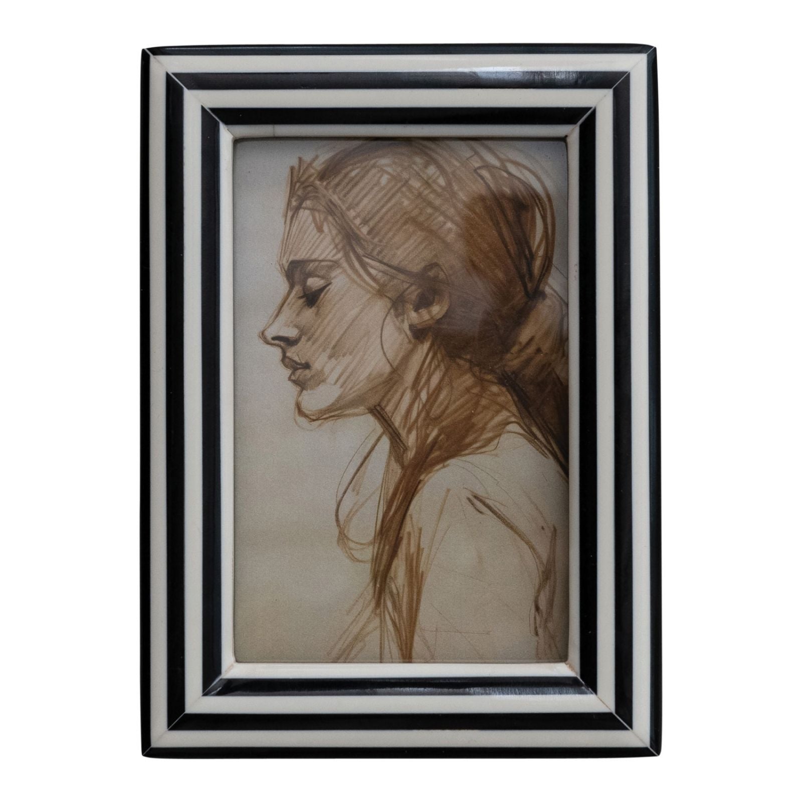 Striped Frame - Black White 4x6