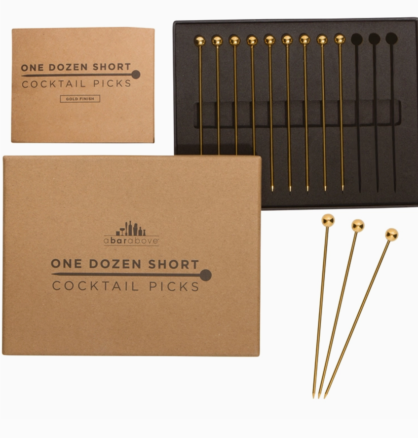 Gold Cocktail Picks - 12 pc long