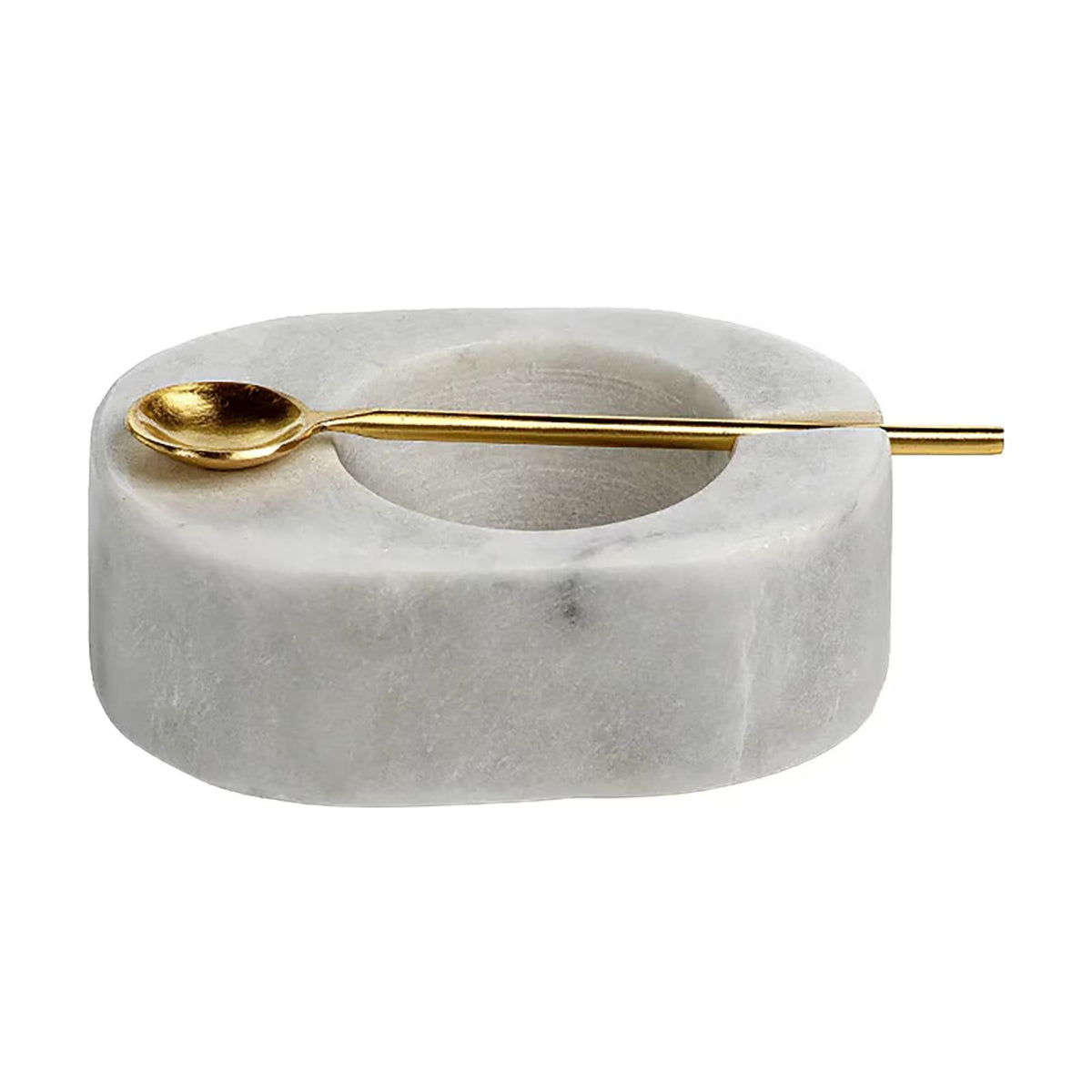 Tuscan White Marble S/P Bowl with Gold Spoon