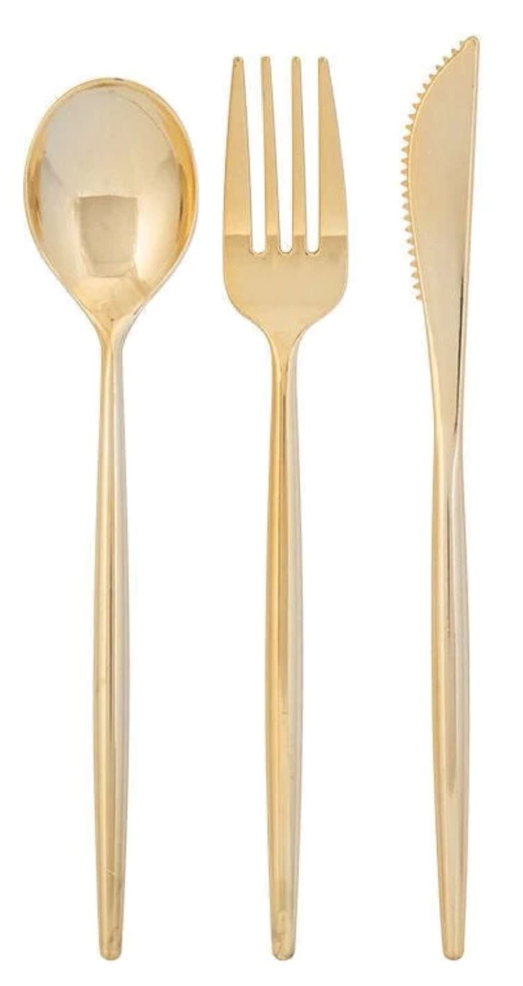 Matrix Gold Plastic Cutlery Set | 30 Pieces
