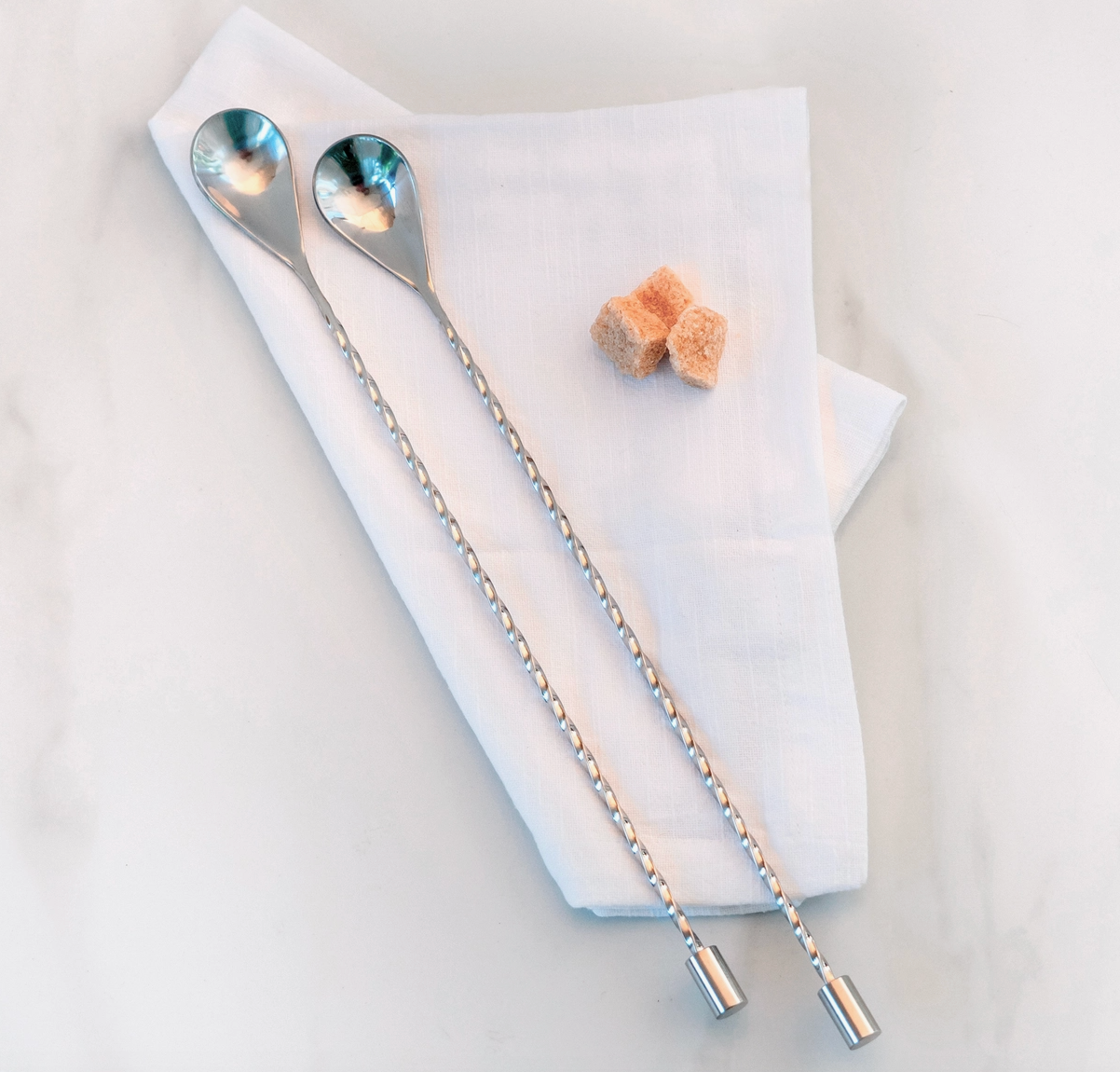 Set of 2 Silver Spiral Bar Spoons
