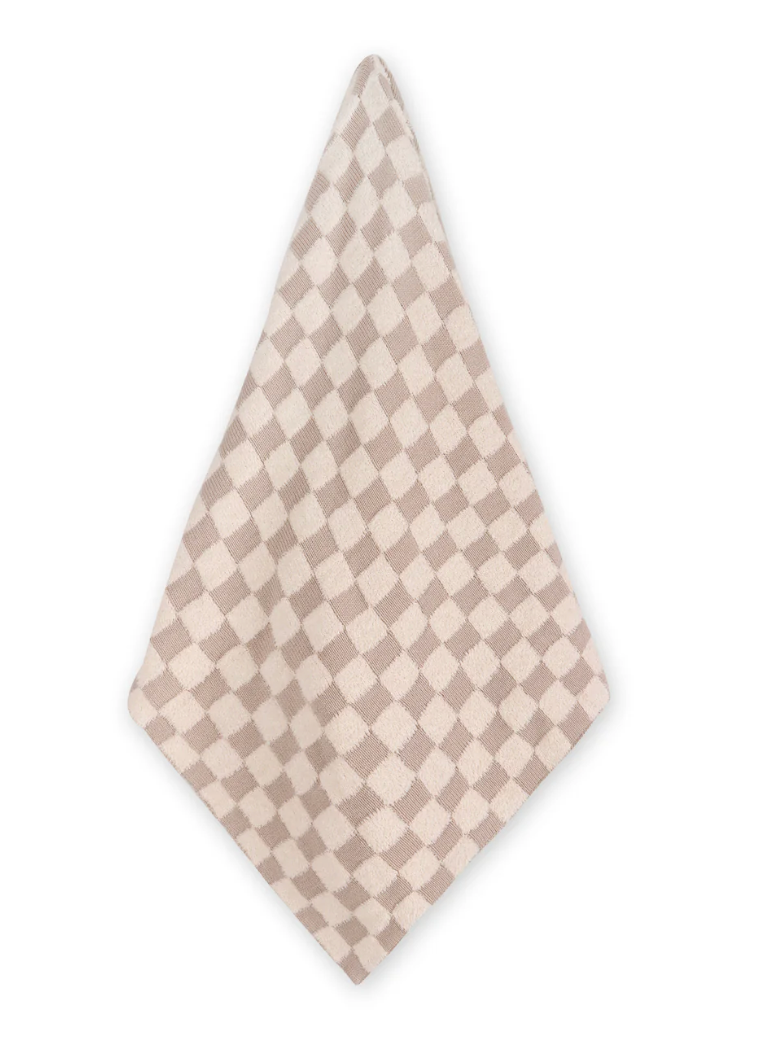 Tan Checkered - Jacquard Terry Knit Baby Blanket