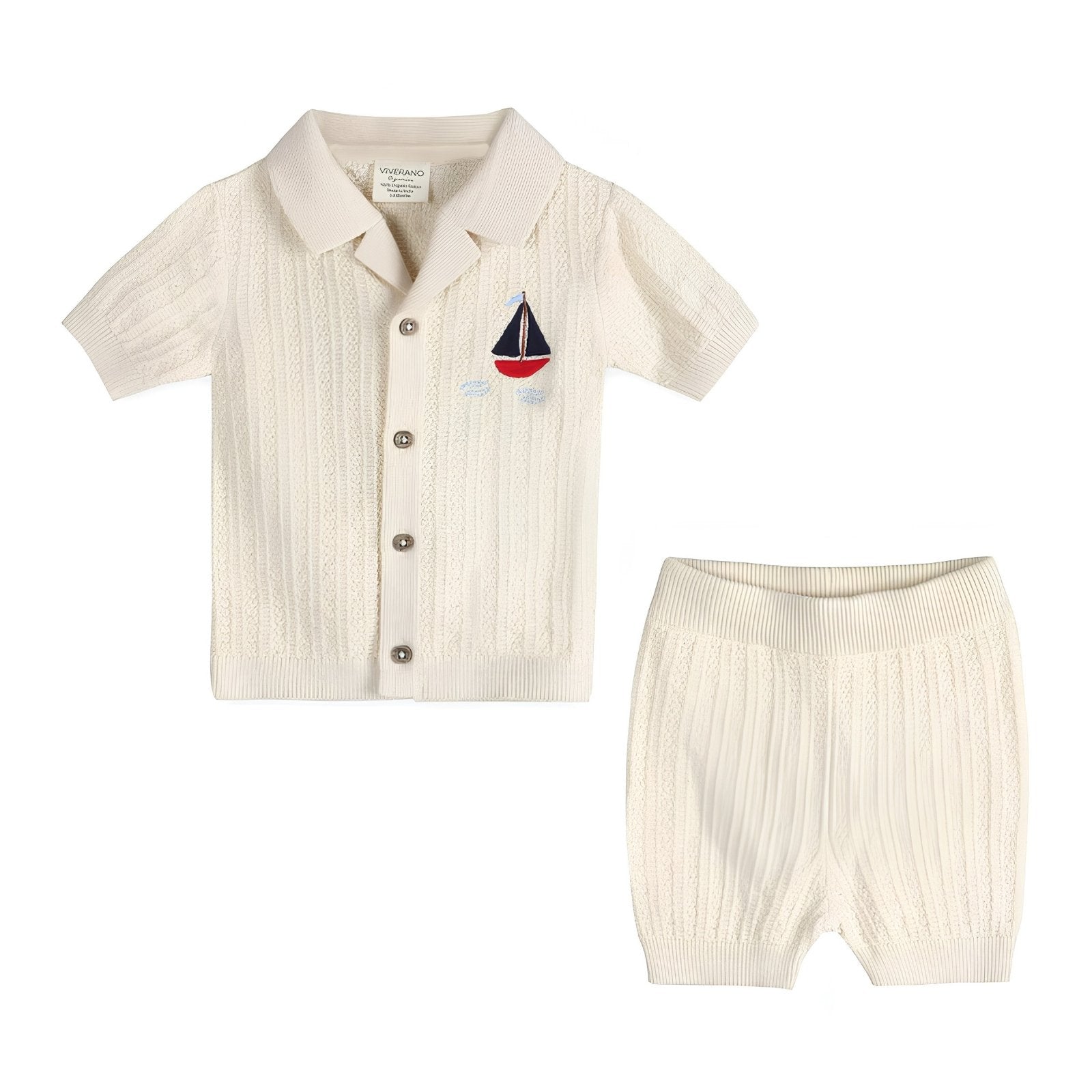 Sailboat Embroidered Shirt Shorts Set 3-6M