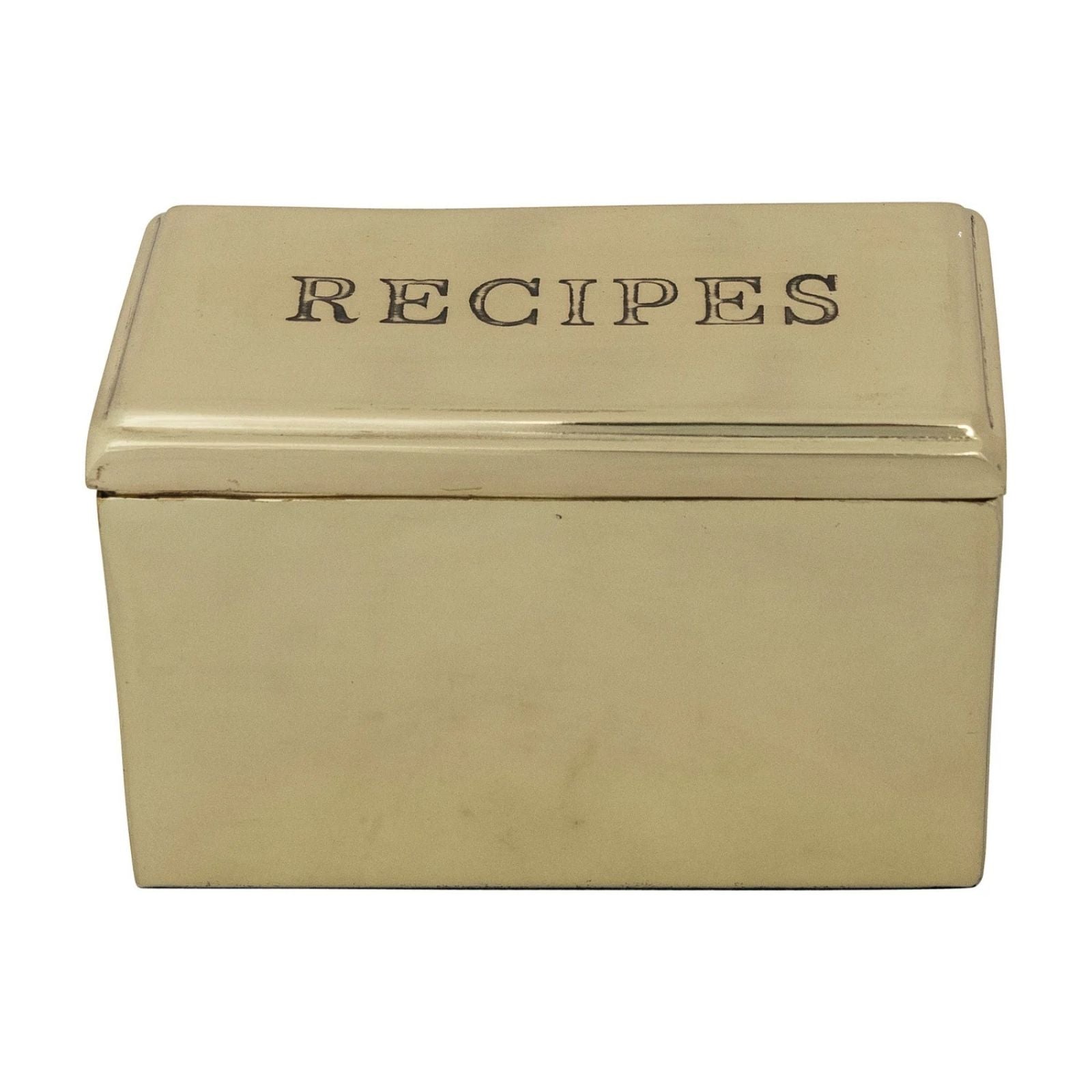 Etched Recipes Box Gold
