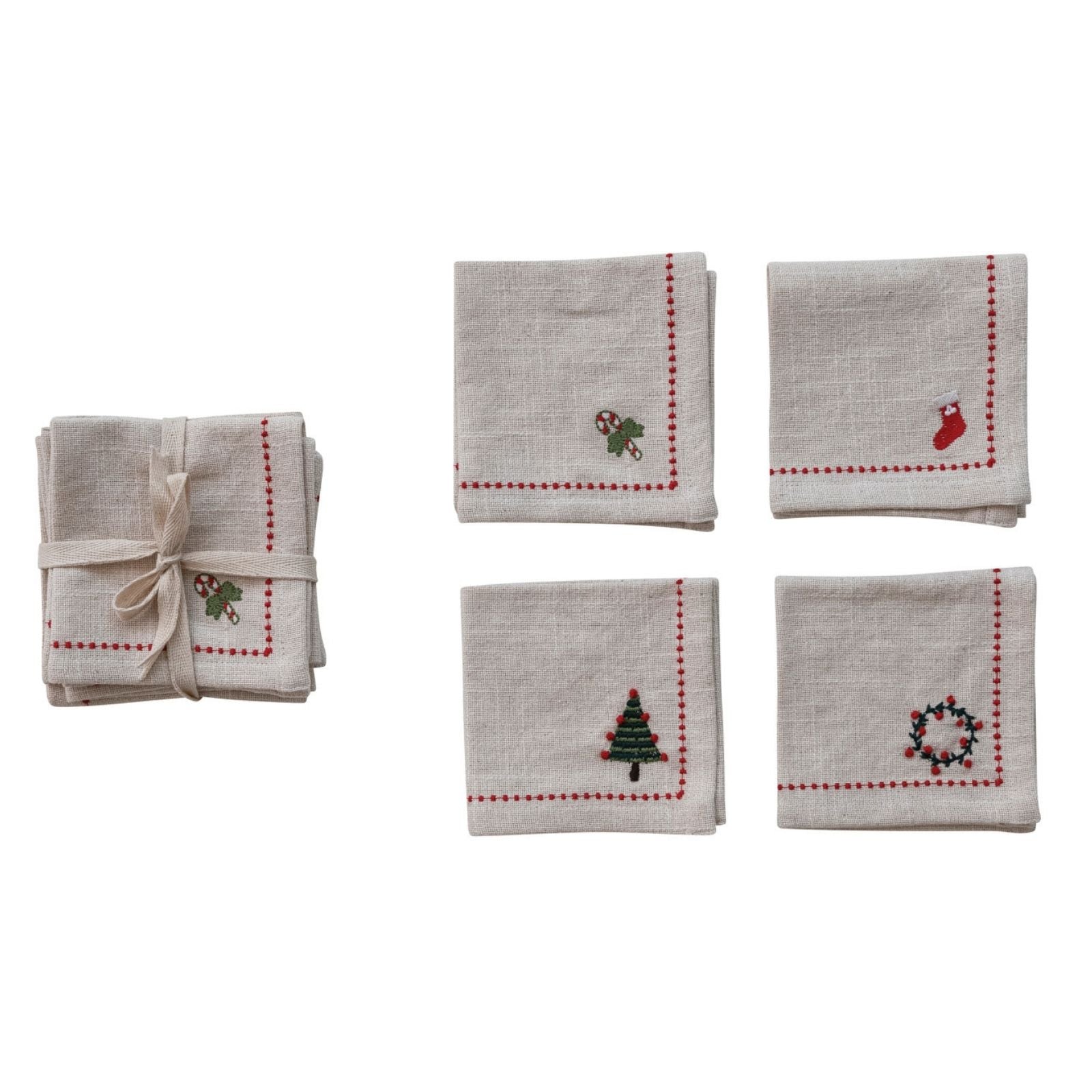 Christmas Cotton Cocktail Napkins Set of 4