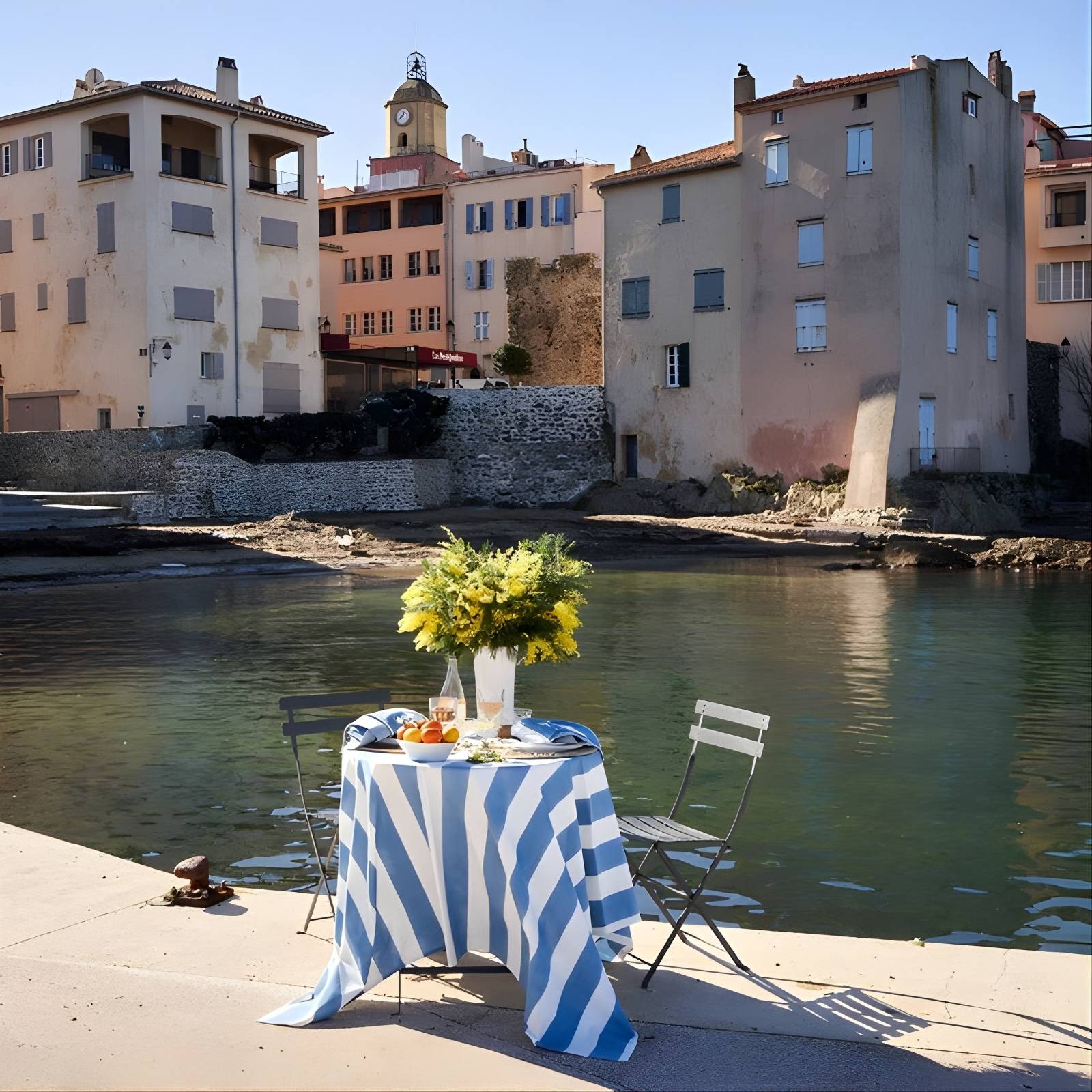 St. Tropez Blue Tablecloth 71x106