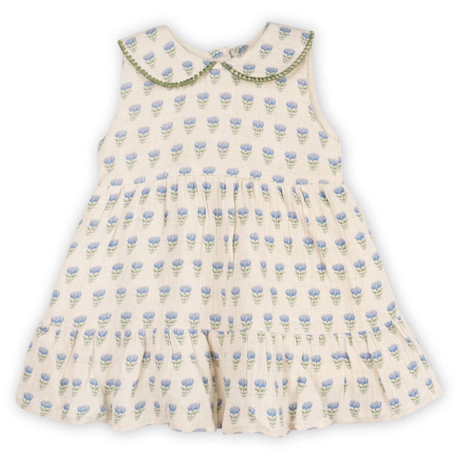 Harper Peter Pan Collar Dress Bloomer - Blue Floral 3-6M