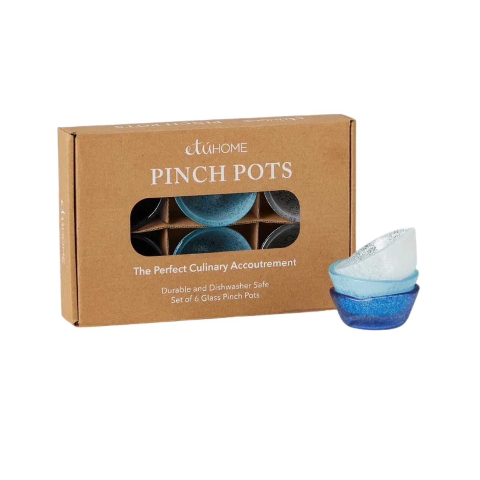 Glass Pinch Pots Blue Tones Set of 6