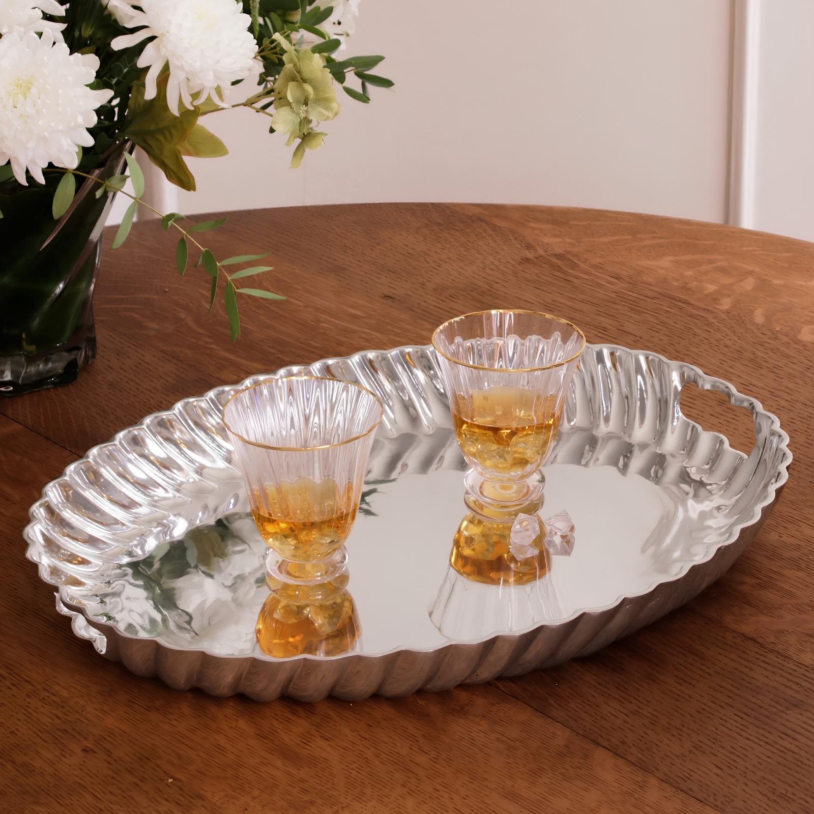 VINTAGE Swirl Oval Tray with  Handles