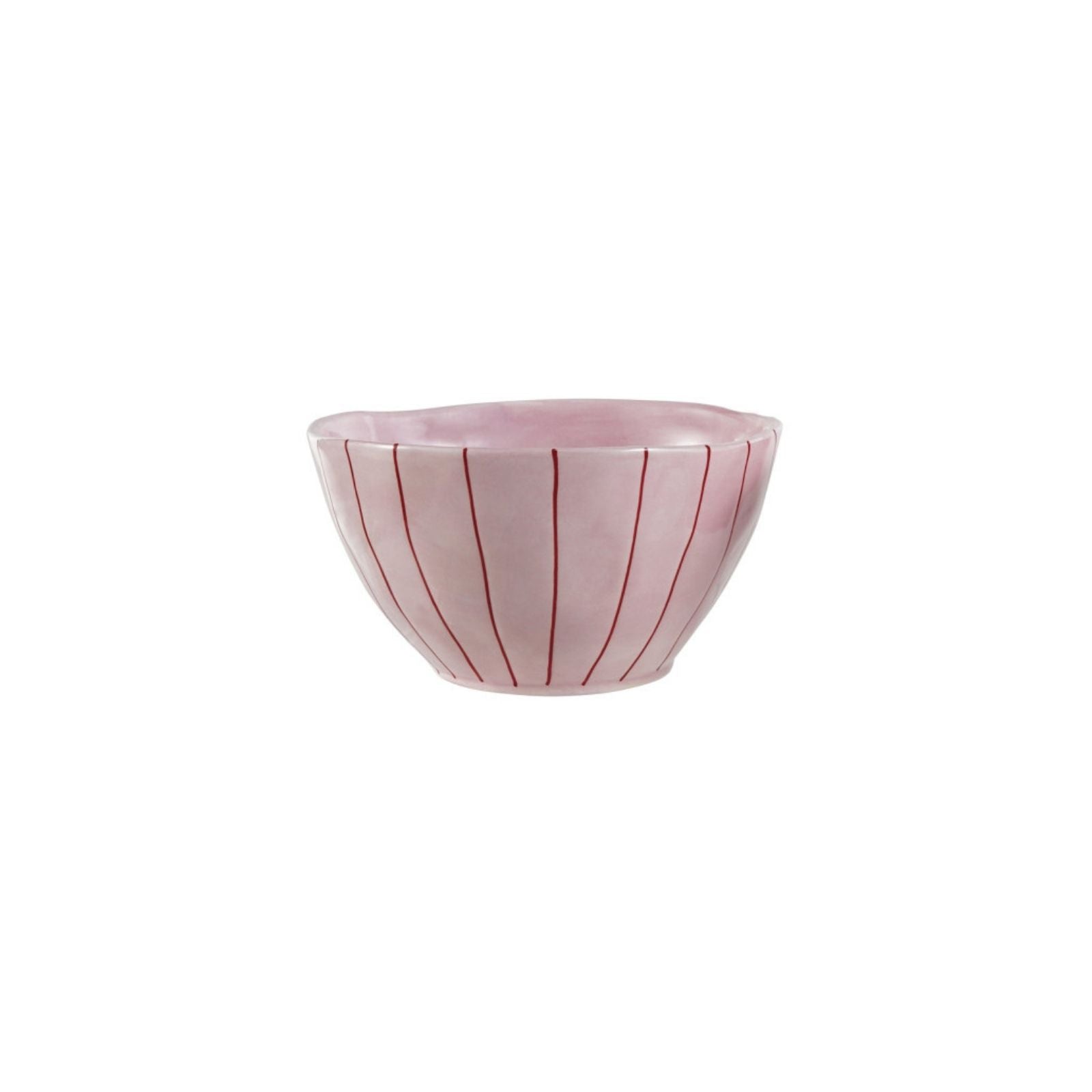 Hand-Painted Striped Bowl - Pink