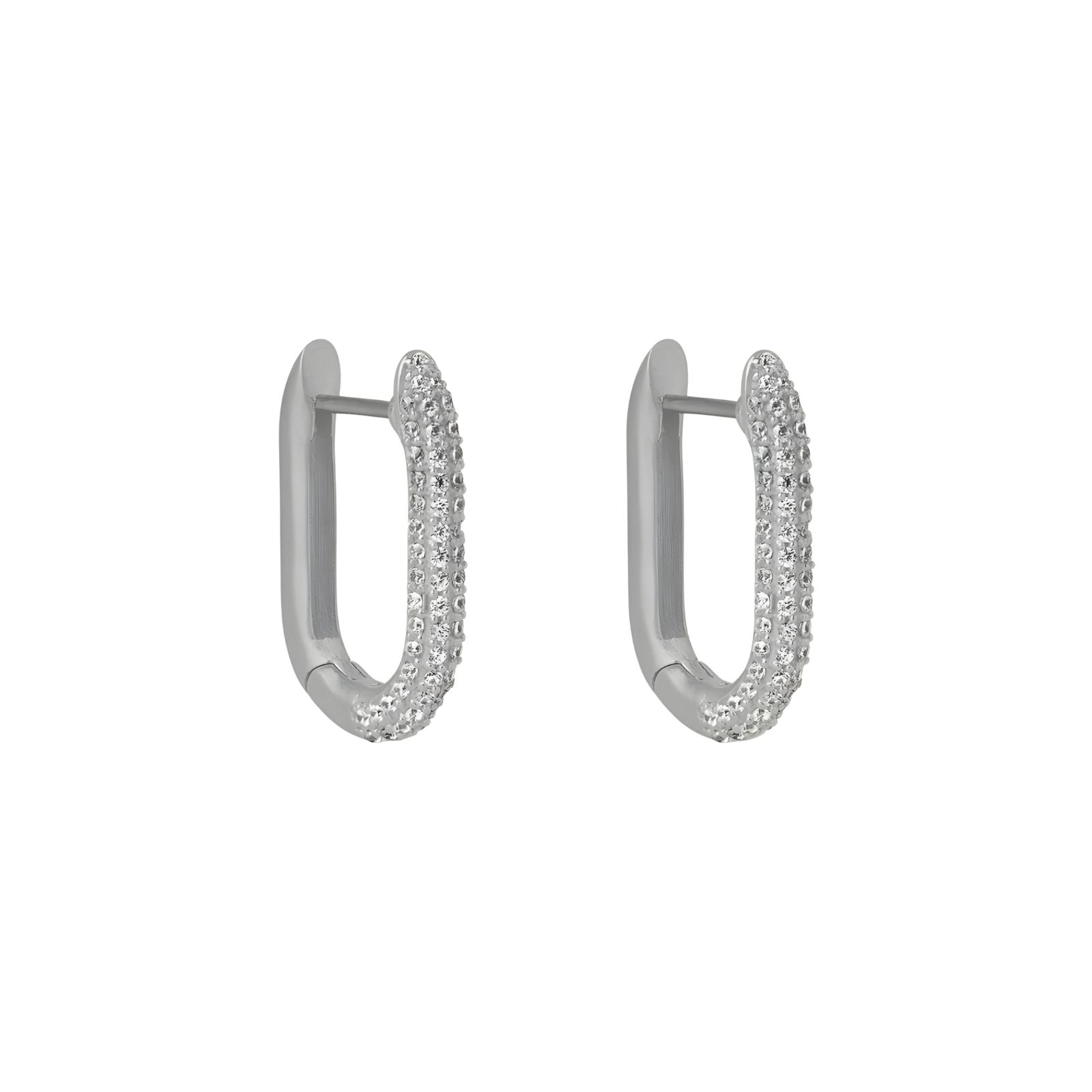 Juliette Pavé Huggie Hoop Silver Earrings