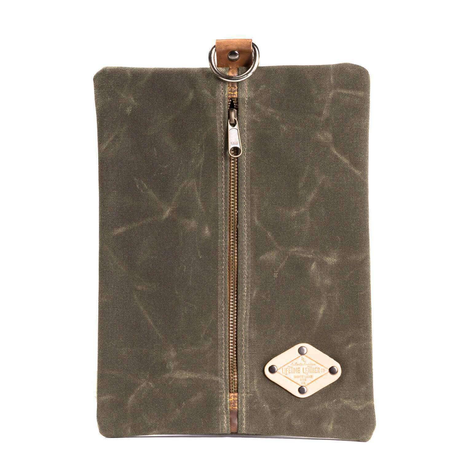 Flat Pack - Waxed Canvas Green Toiletry Bag