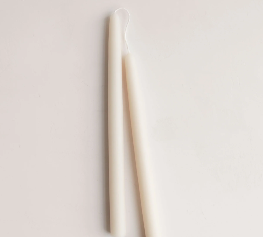Beeswax Pair of 12" Taper Candles Salt