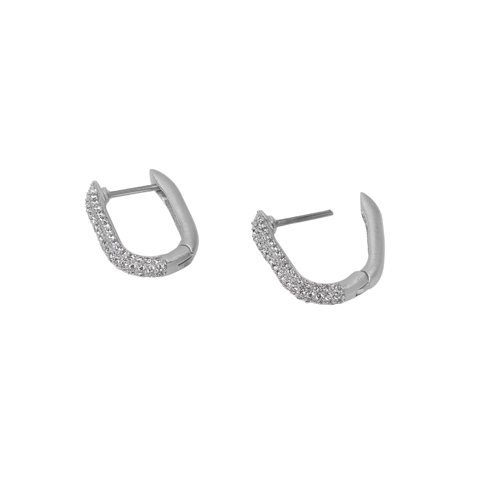 Juliette Pavé Huggie Hoop Silver Earrings