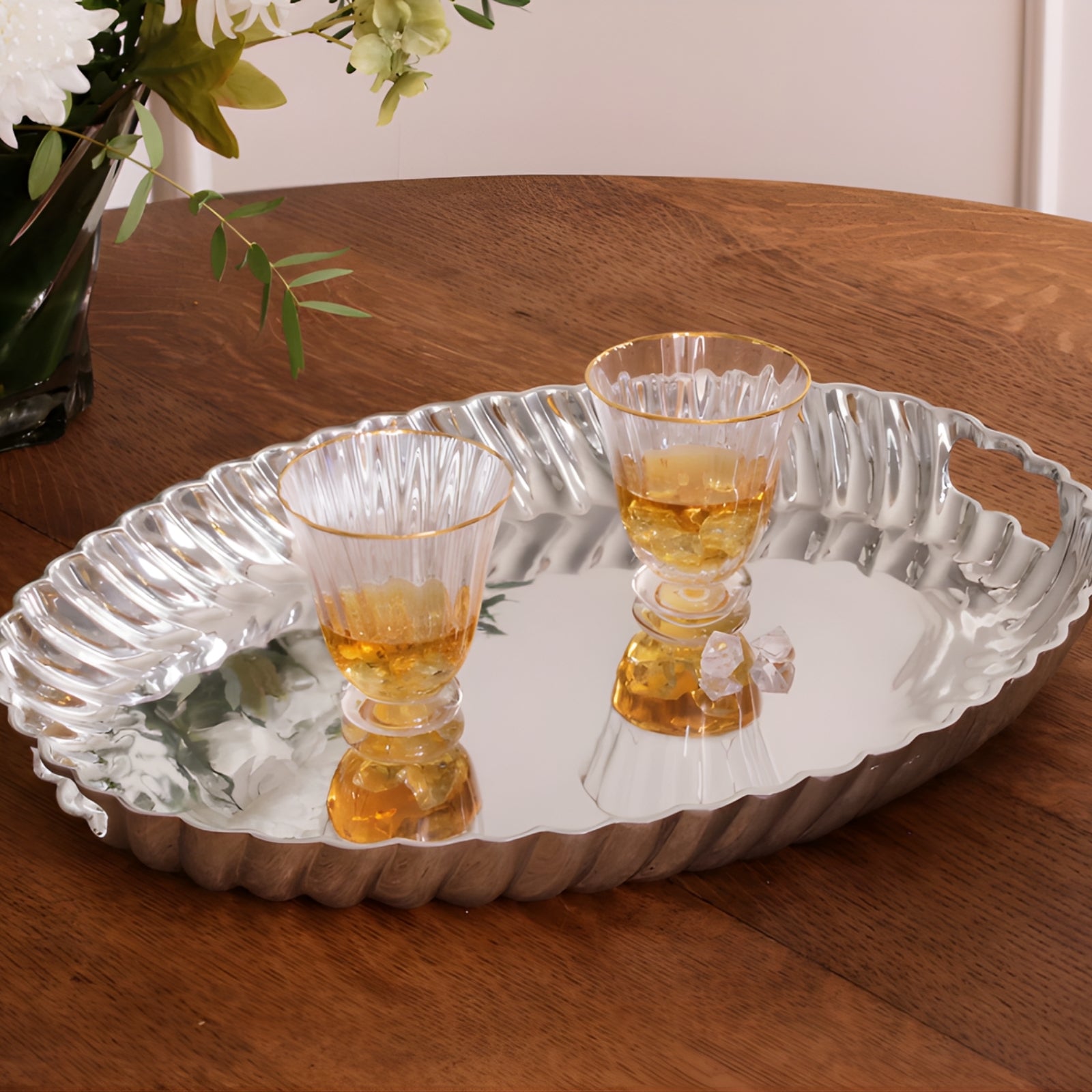 VINTAGE Swirl Oval Tray with  Handles