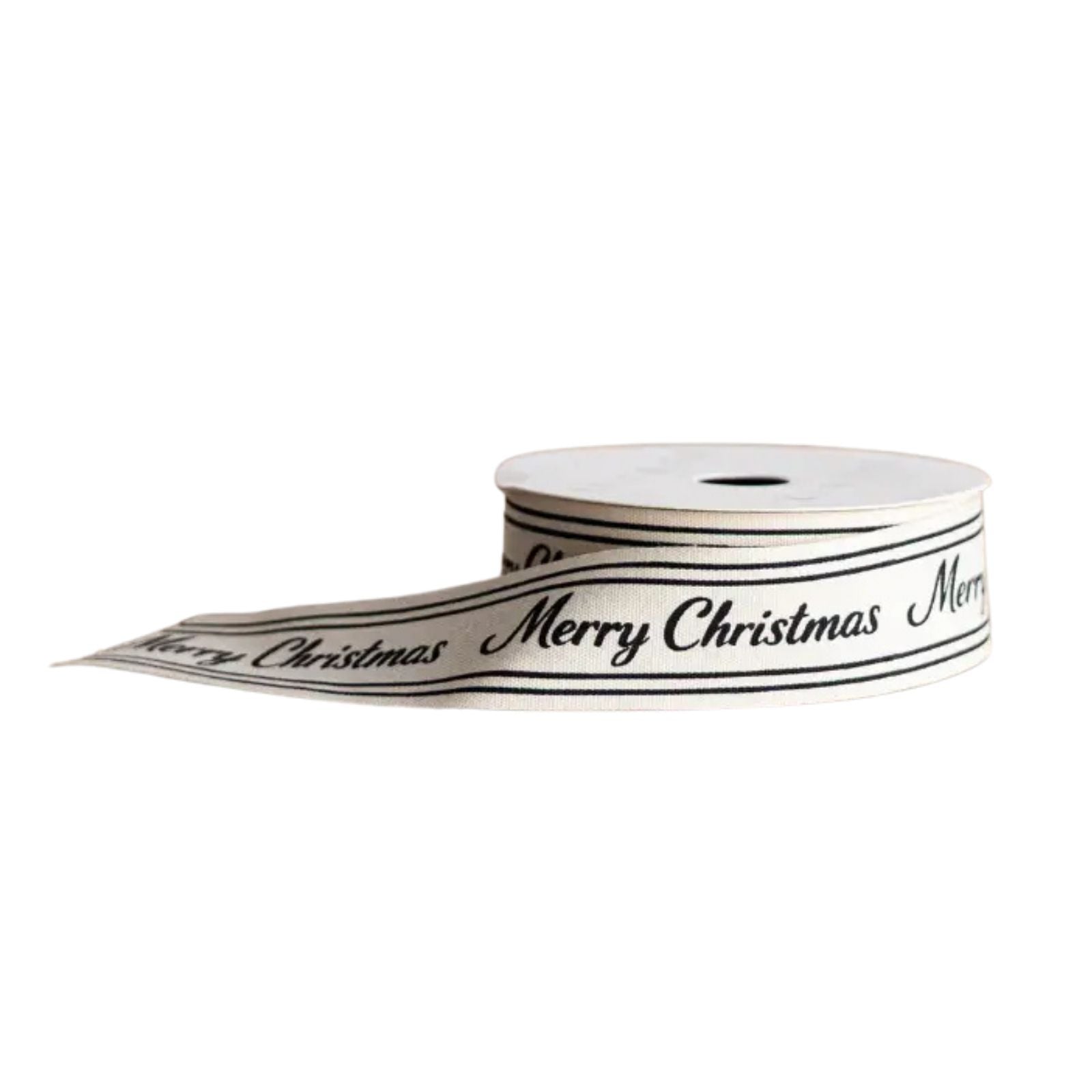 Black Cursive Merry Christmas Ribbon Medium