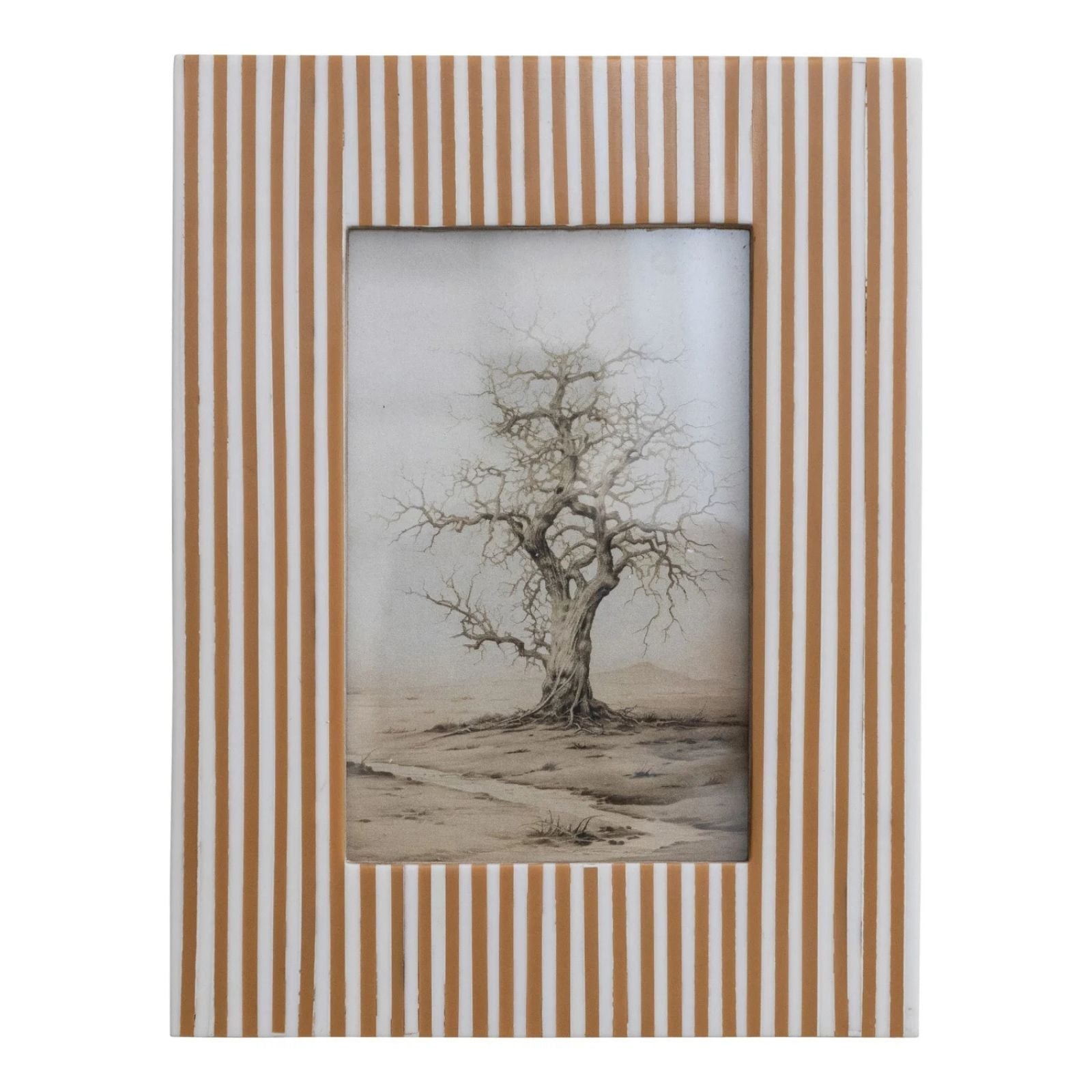 Resin Striped Frame - White Caramel 4x6