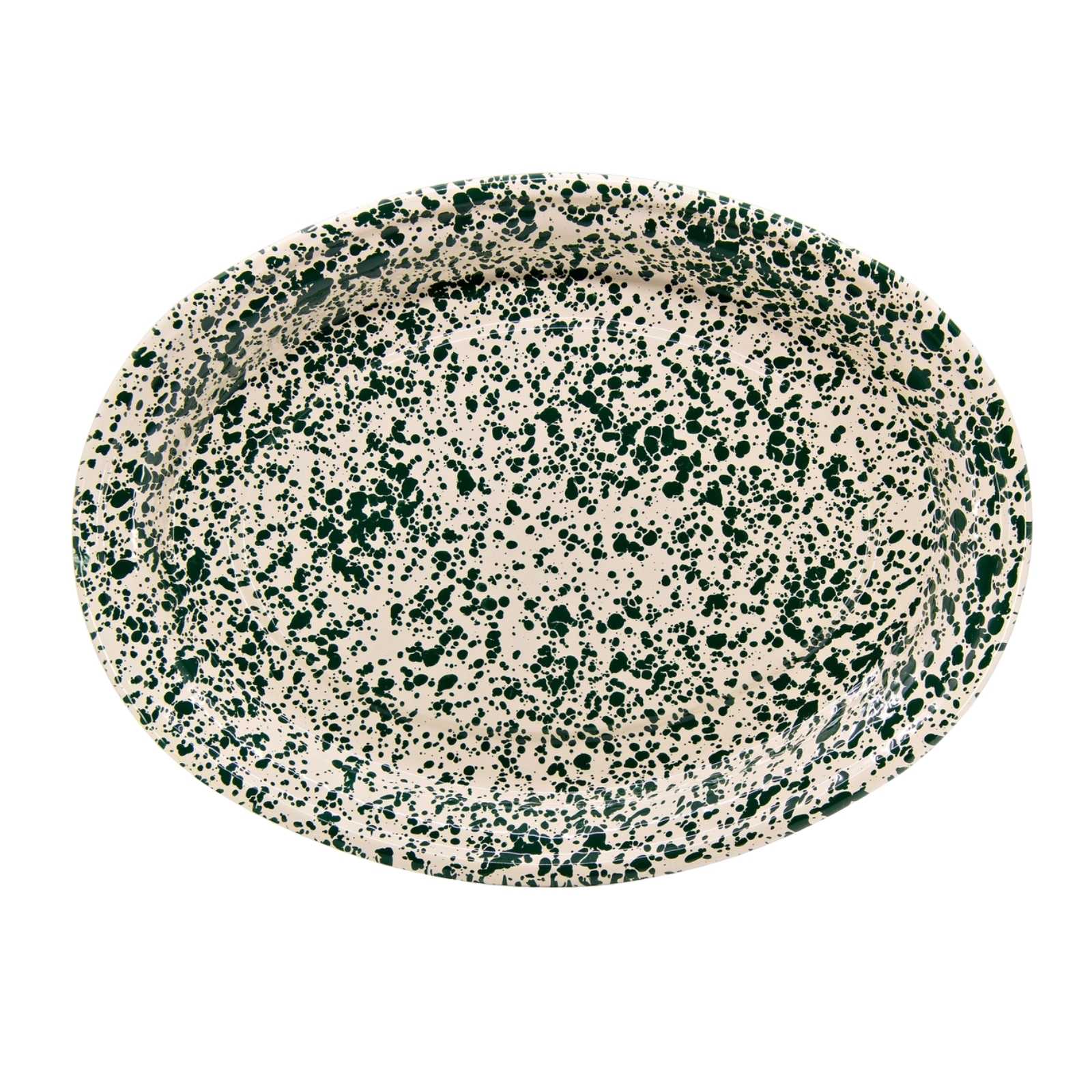 Splatter Oval Platter Green and Cream