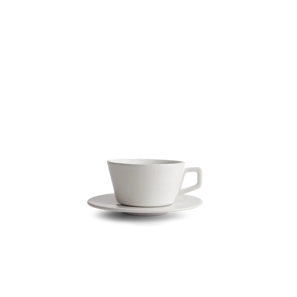 Angle Capp & Sm Latte Mug with Saucer - White, 6oz