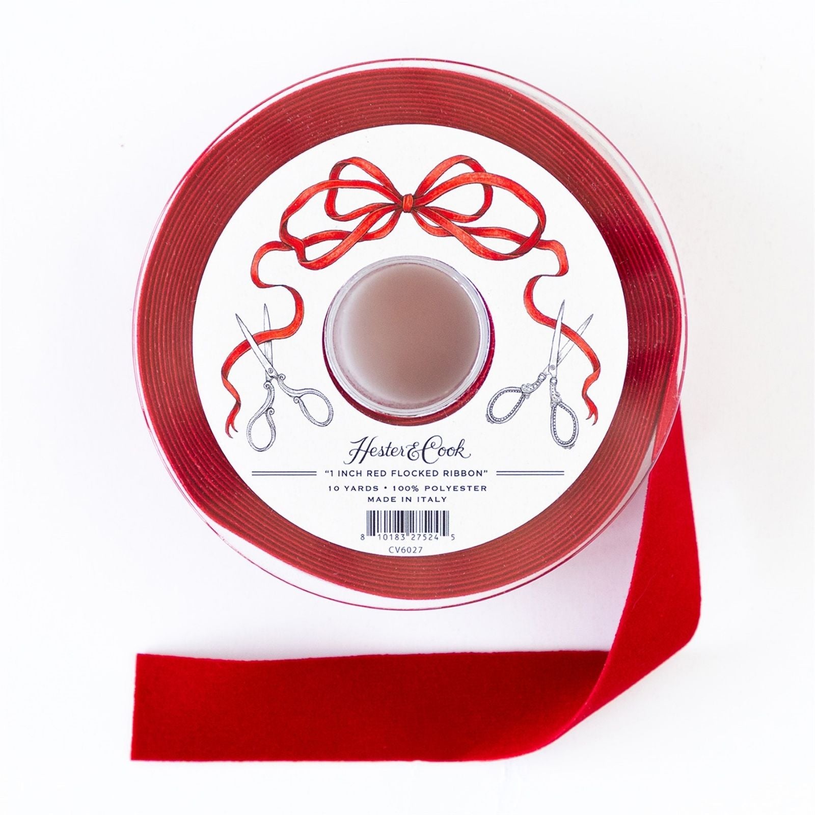 Red Flocked Ribbon 1"