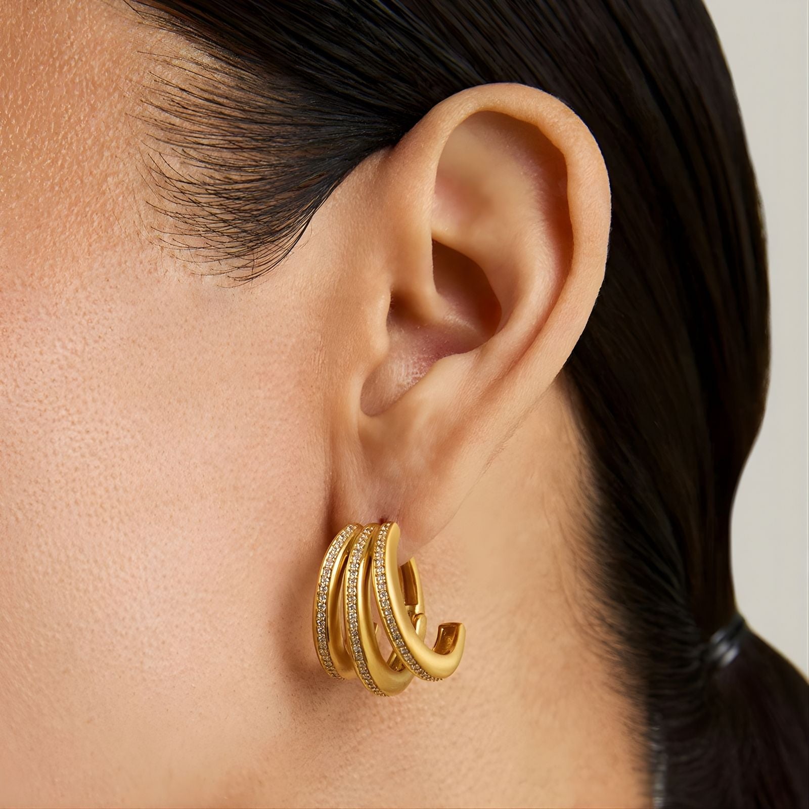Dauphine Pave Hoop  Earrings - White  Topaz
