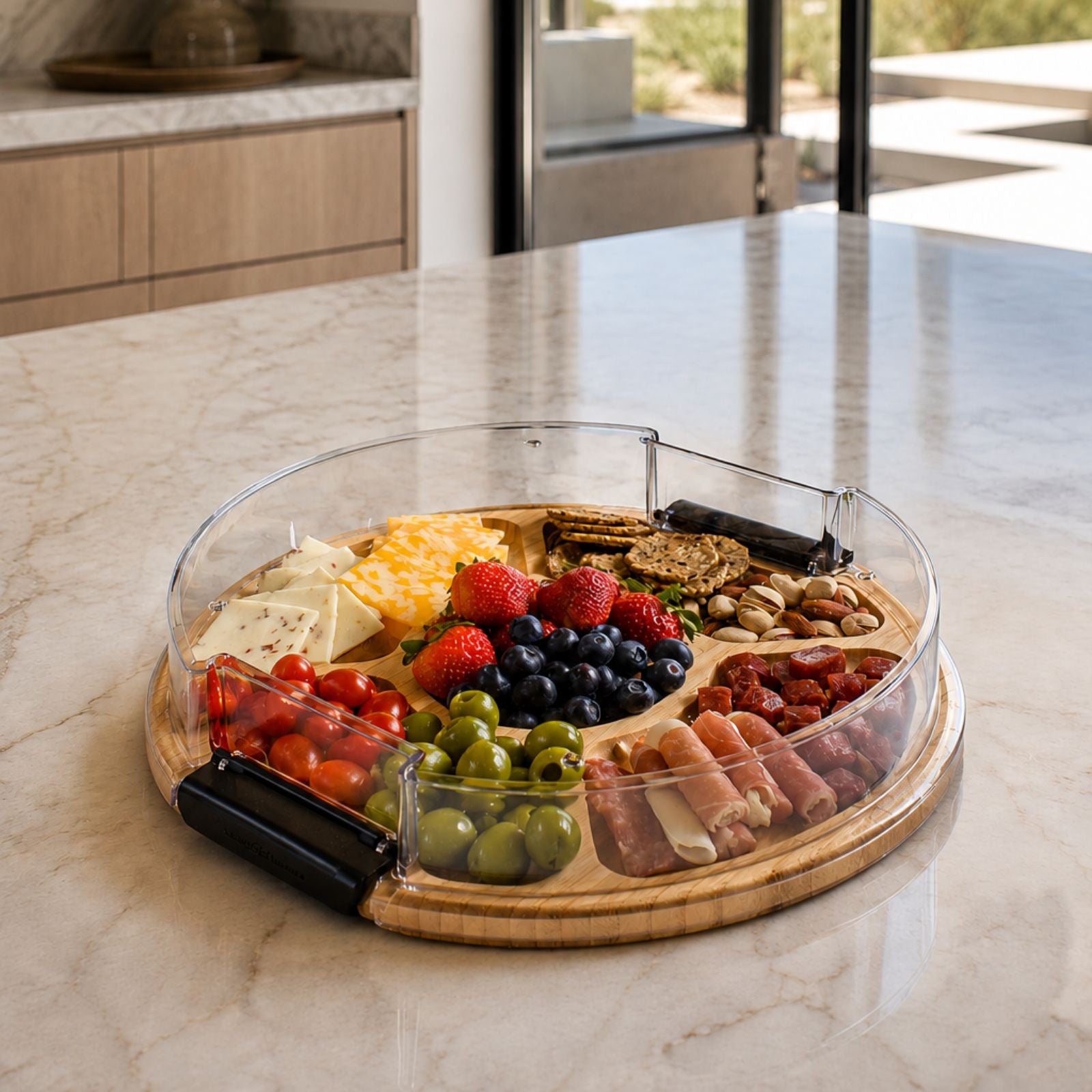 Round Charcuterie Board with Locking Lid