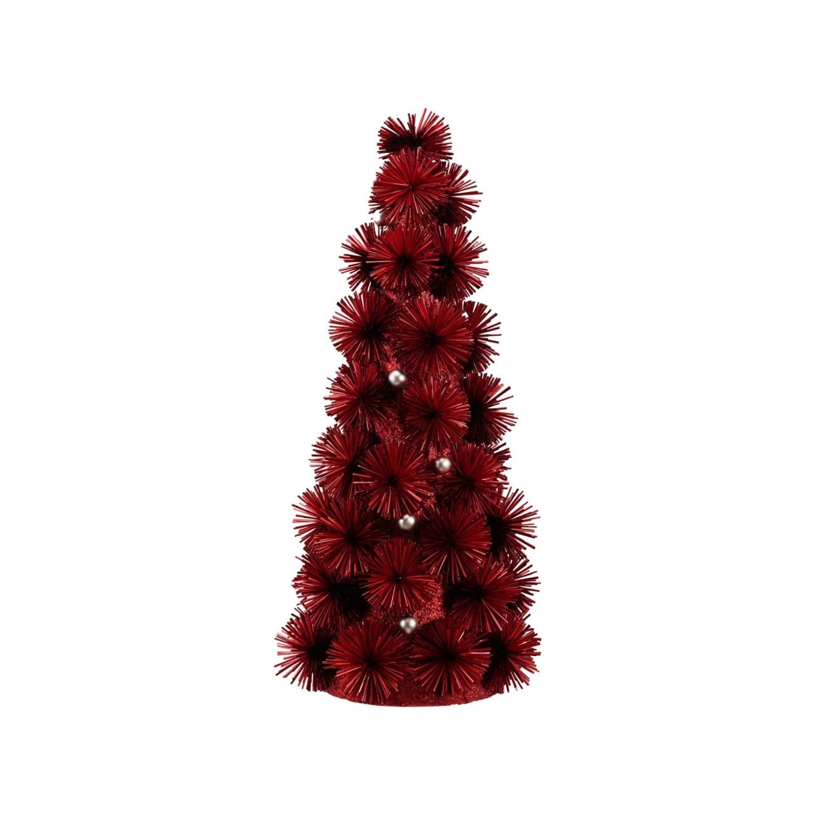 Tinsel Tree with Silver Beads - Red Large