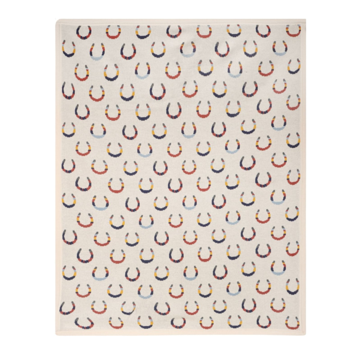 Horseshoe Cotton Jacquard Knit Baby Blanket - Natural