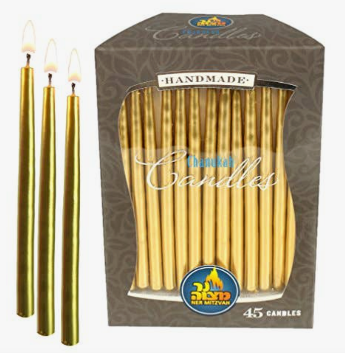 Chanukah Candles - Metallic Gold - 45 Pack