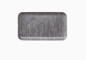 Linen Tray S Grey White Stripe